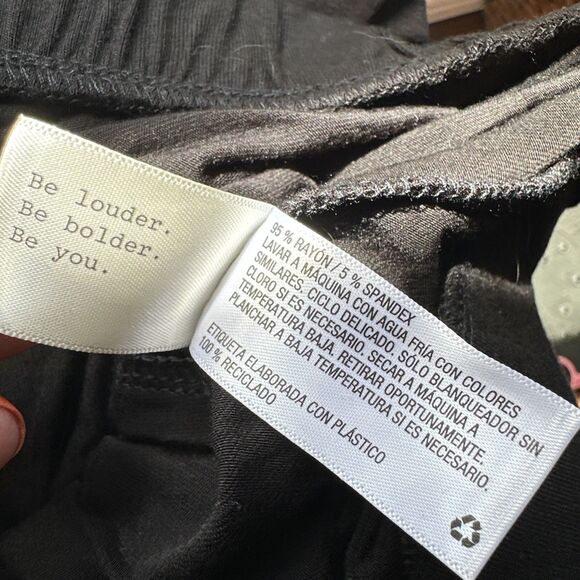 Midi Black Faux Wrap Skirt Womens Medium Stretch Pull On Elastic Waist - Picture 10 of 10